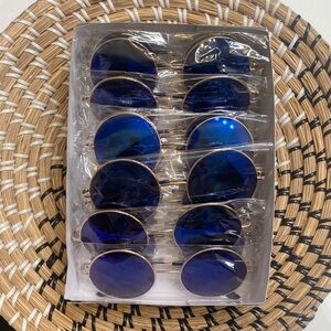 12 Pack Retro Round Blue Mirrored Sunglasses